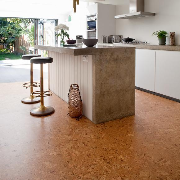 Cork flooring in a kitchen