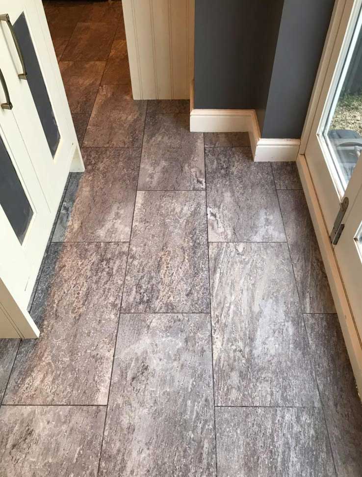 Dark plank LVT hall