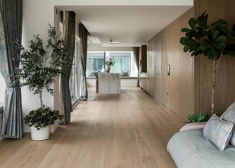 Engineered oak flooring in a hallway