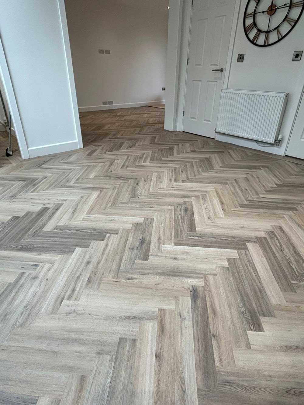 Grey herringbone kitchen