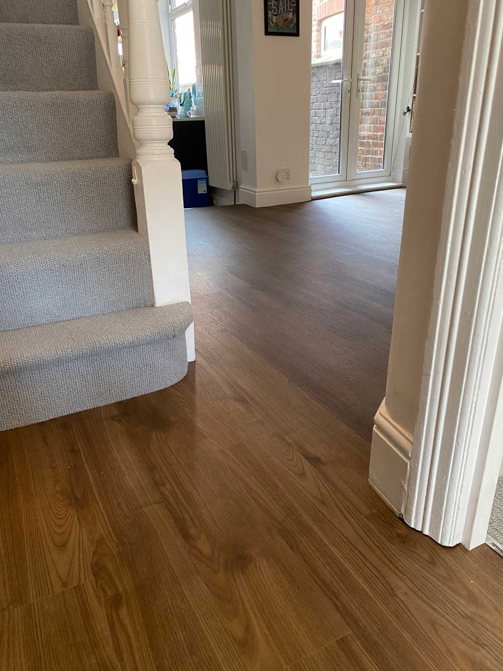 Oak plank LVT hallway
